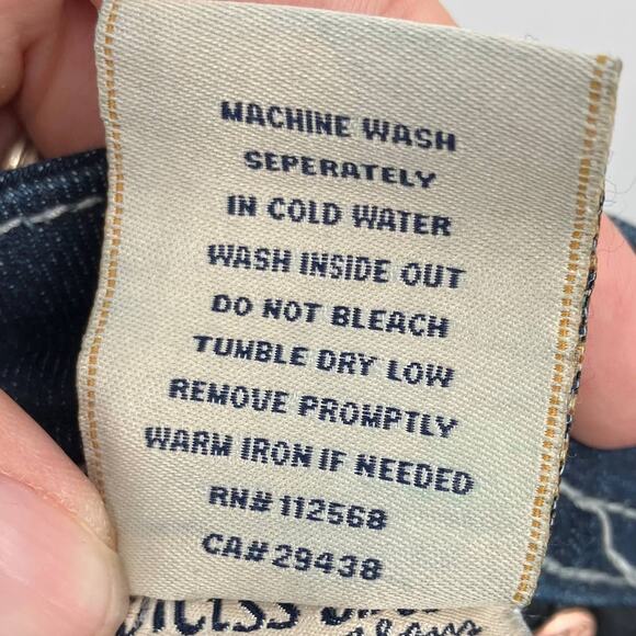 Miss Me Dark Blue Wash Easy Boot Sequin Stretch Flap Pockets Bootcut Jeans Pants - Picture 7 of 11